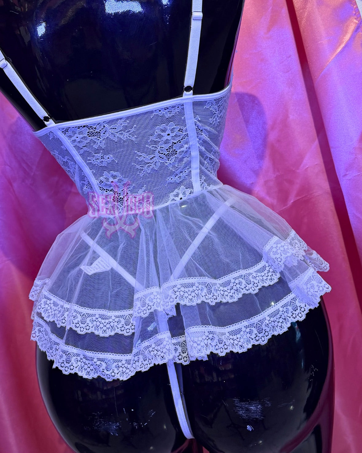 Baby Doll Princesa de Tul y Encaje Floral Ouvert | Sex Shop Xoco