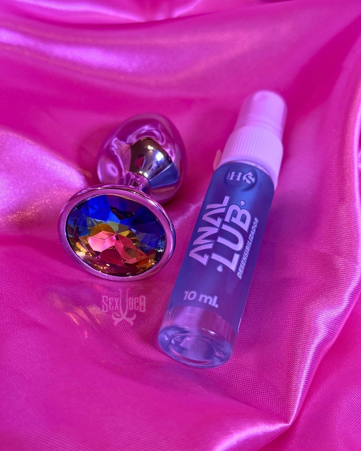 Dúo Iniciación Anal: Plug diamante chico y lubricante desensibilizador