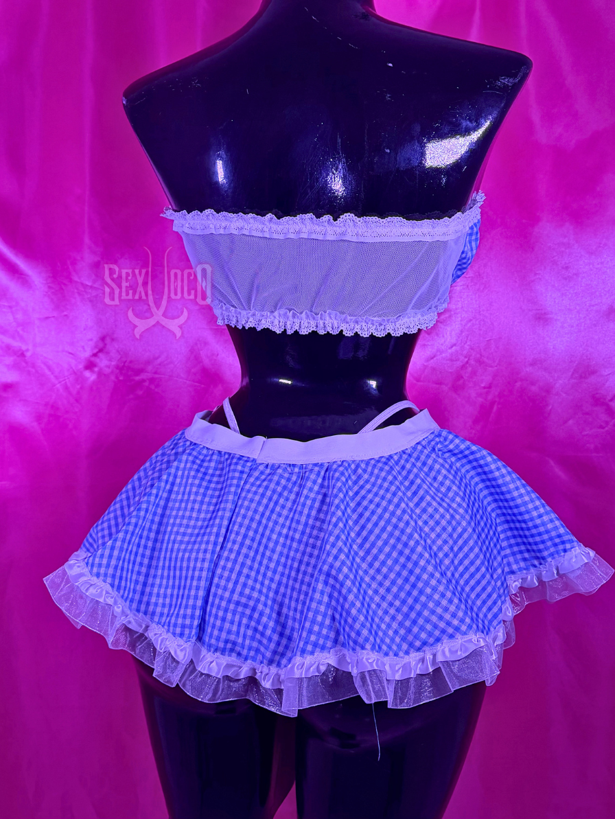 Disfraz Sexy de Dorothy o Mucama Azul a Cuadros | Sex Xoco