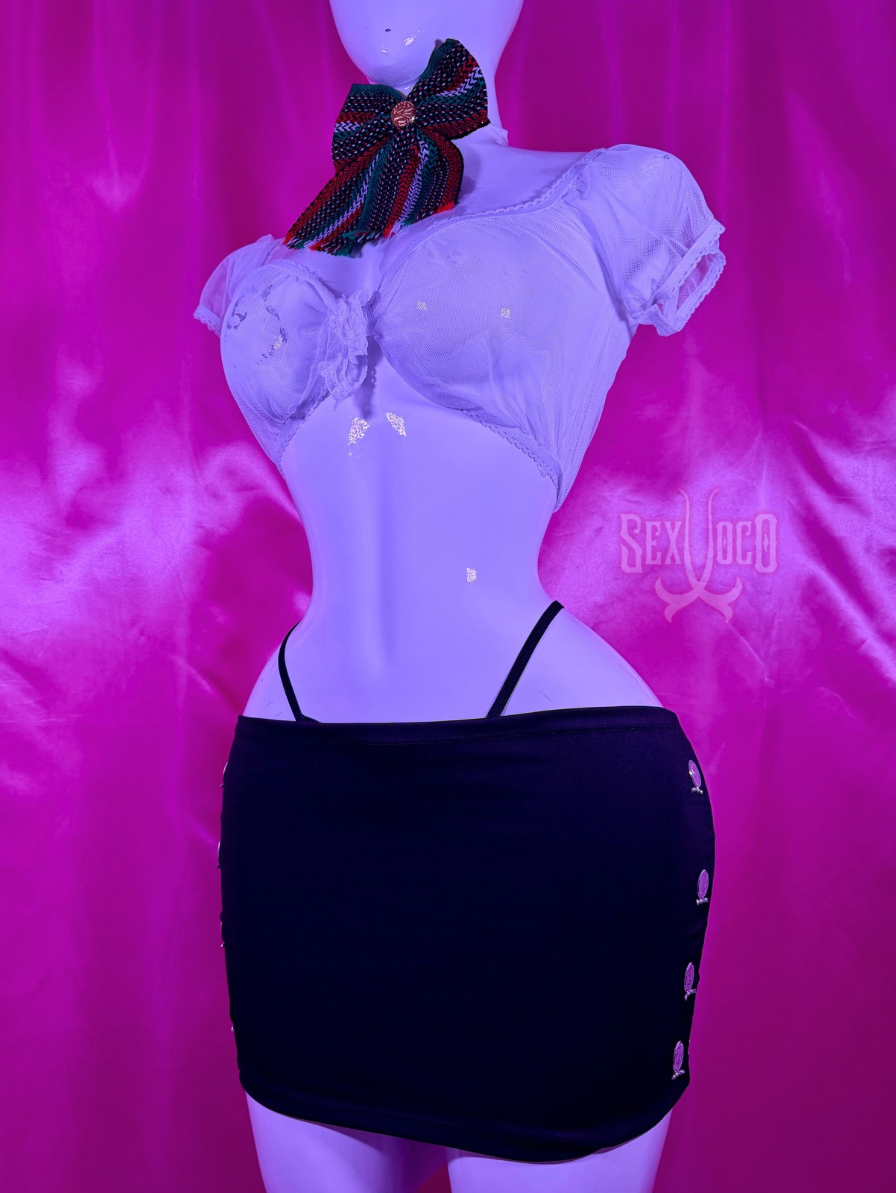 Disfraz Sexy de Mariachi Blanco y Negro con Moño | Sex Xoco