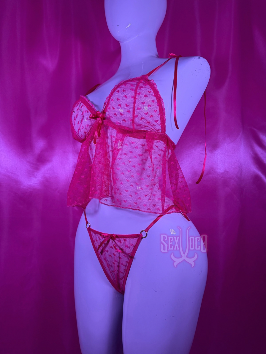 Set Coquette en Tul Plumeti con Espalda Descubierta