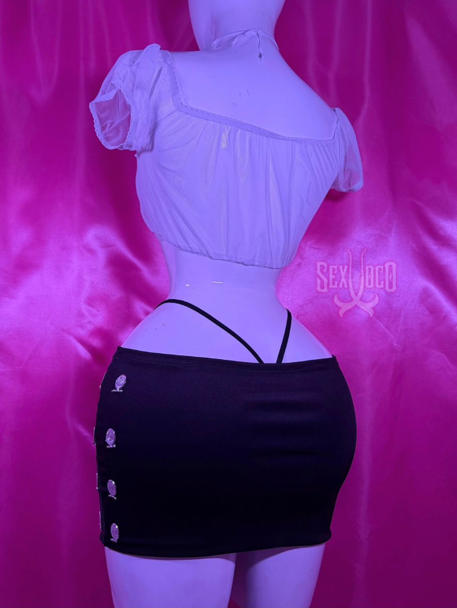 Disfraz Sexy de Mariachi Blanco y Negro con Moño | Sex Xoco