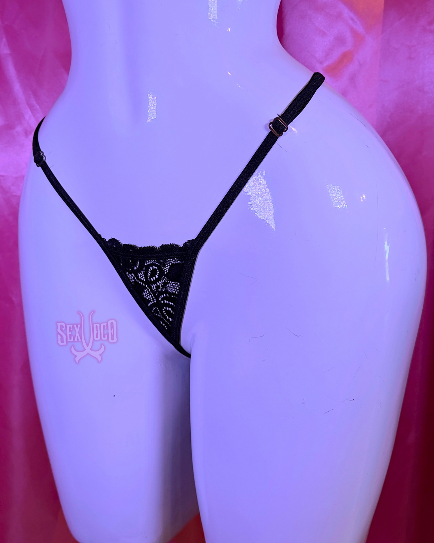 Micro Tanga Regulable de Encaje Floral Strappy