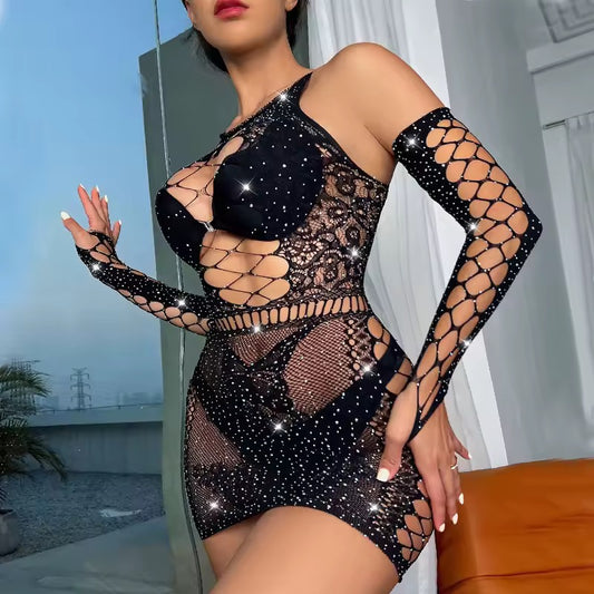 BodyStocking "Brillo Imperial" – Glamour y Red al Límite