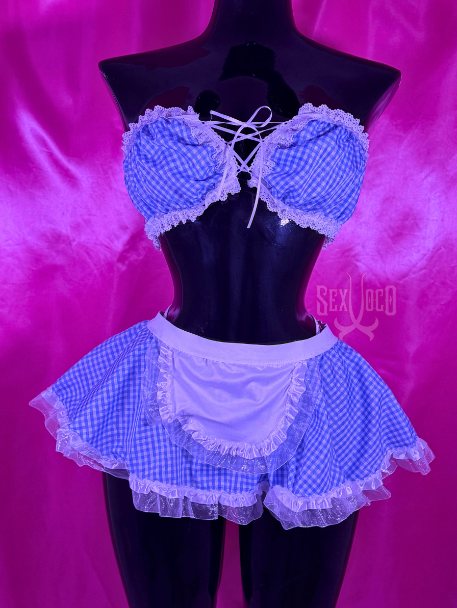 Disfraz Sexy de Dorothy o Mucama Azul a Cuadros | Sex Xoco