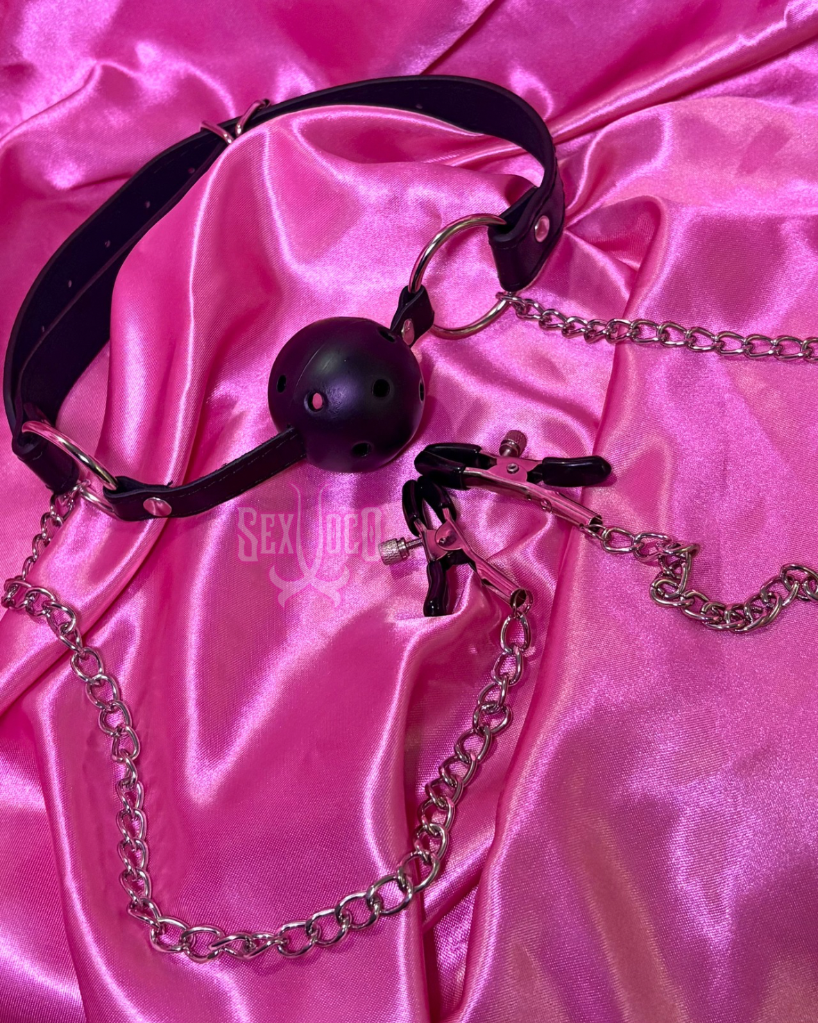 🖤 Combo Bondage 2-en-1: Mordaza de Bola + Pinzas para Pezones ✨⛓️