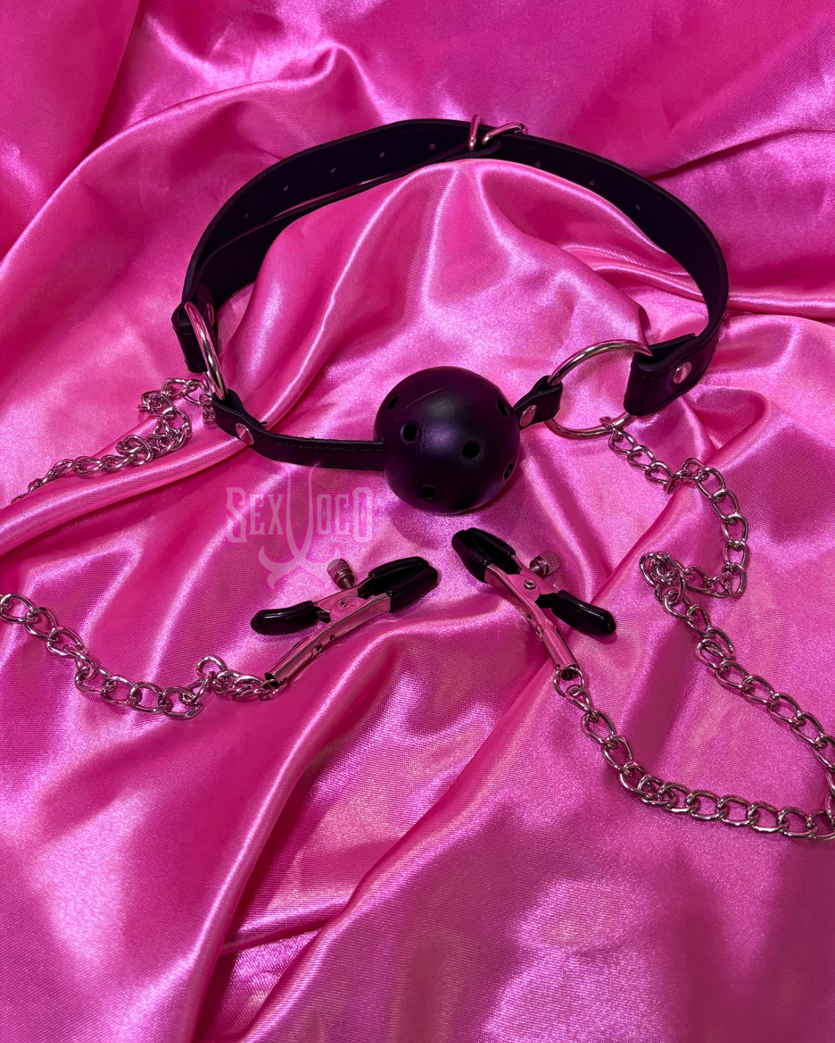 🖤 Combo Bondage 2-en-1: Mordaza de Bola + Pinzas para Pezones ✨⛓️
