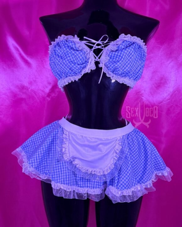 Disfraz Sexy de Dorothy o Mucama Azul a Cuadros | Sex Xoco