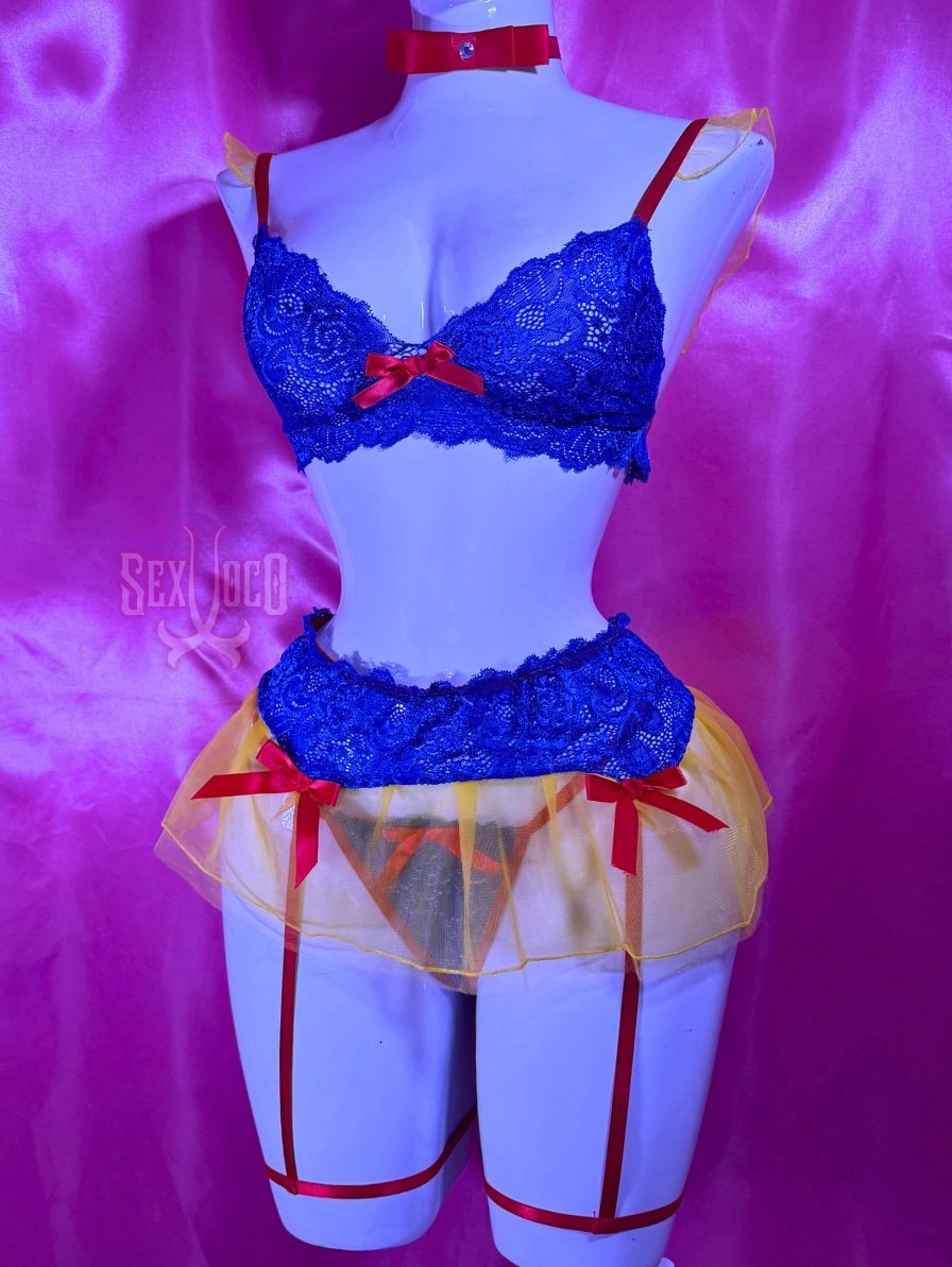 Set de Lencería Blanca Nieves | Conjunto Azul, Amarillo y Rojo de Princesa