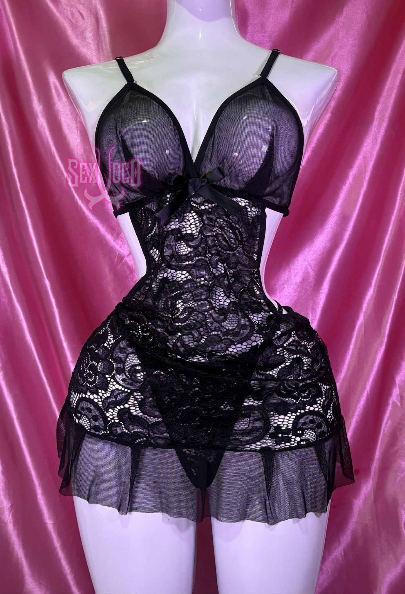 Baby doll "Tentación Fatal" corsé de encaje y olán