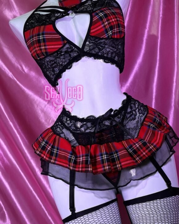 Disfraz de Colegiala "Rebel Tartan" - Top con Arnés y Minifalda