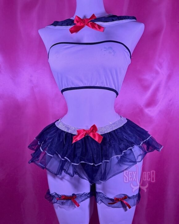 Marinera | Disfraz Sexy Top + Mini Falda de Tul + Ligas