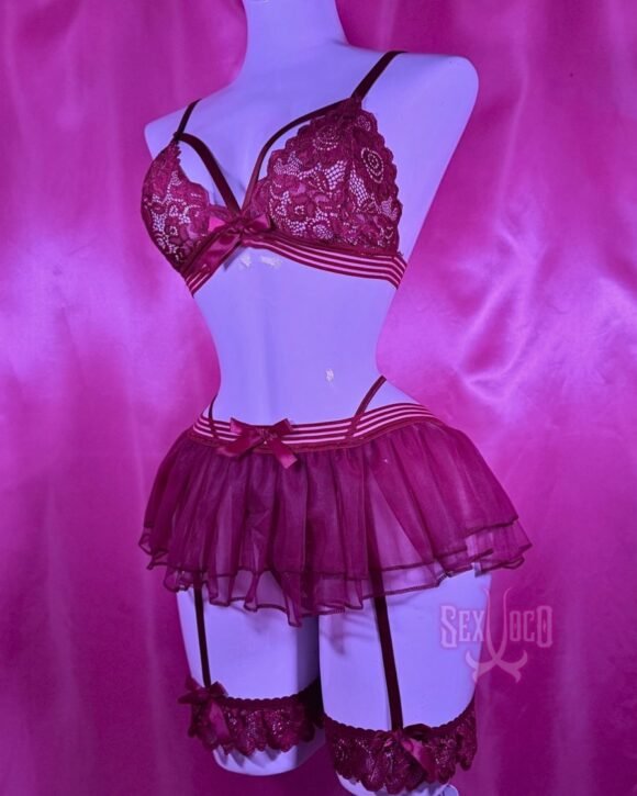 Carmen | Conjunto Tutu | Top de Encaje + Mini Falda de Tul + Ligas